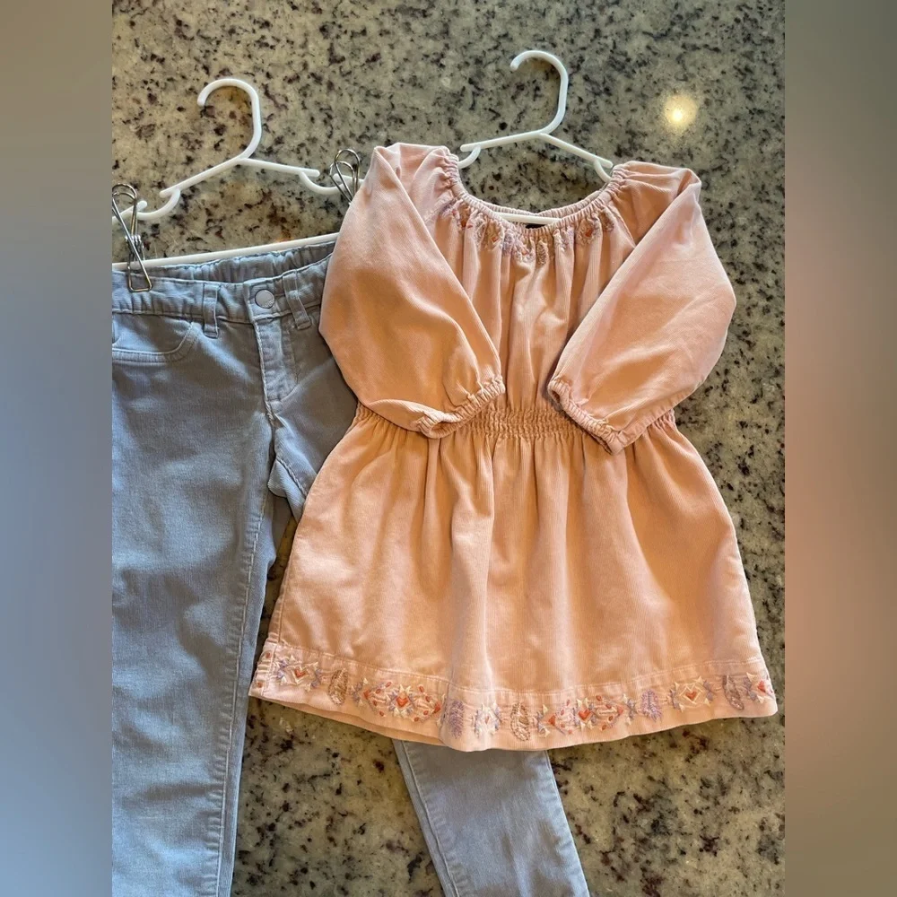 GAP Kids size 5 corduroy embroidered tunic top and matching pants